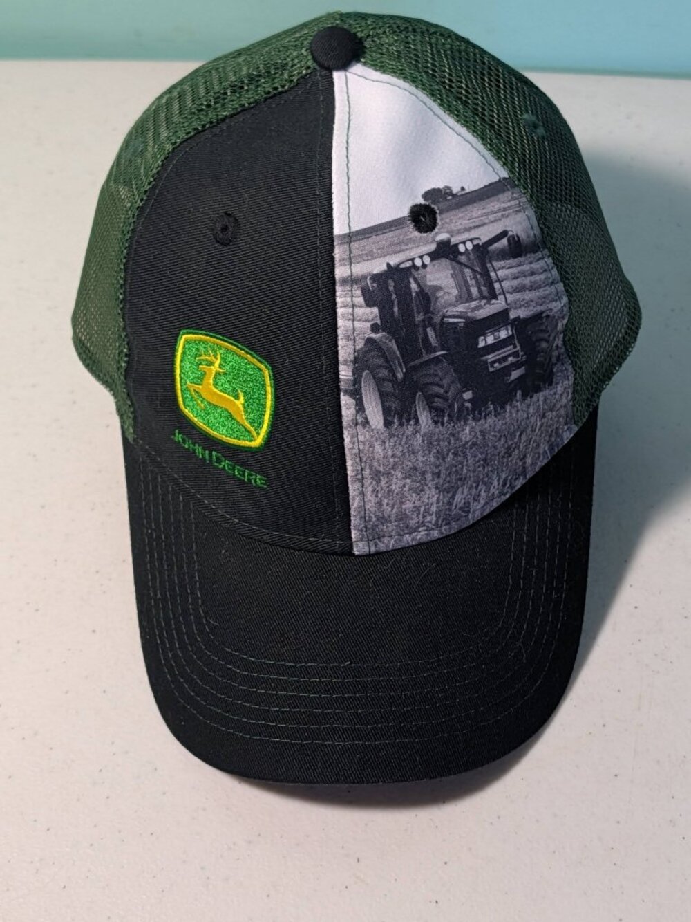 John Deere Ebroidered Snapback Mesh Trucker Hat Green & Black